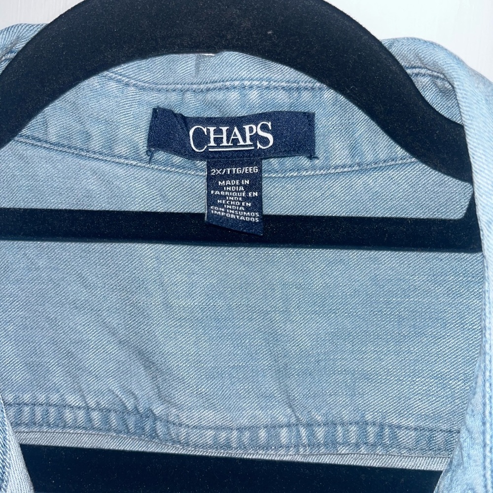 Chaps Button Down Light Weight Denim Long Sleeve … - image 2
